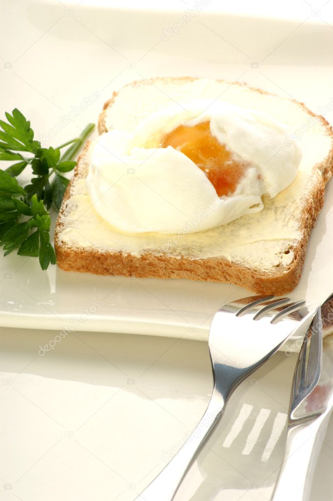 Poached egg on a slice toast
