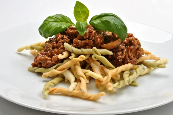 Home made pasta with mince sauce — Stock Photo, Image