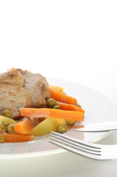 Potato with carrot and pork chops — Stock Photo, Image
