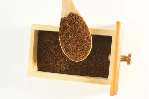 Coffee powder on a spoon — Stock Photo, Image