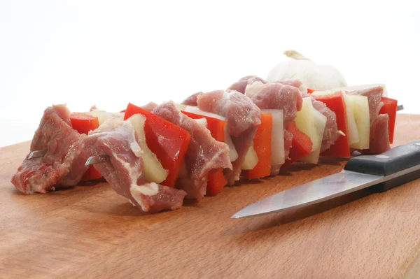 Shashlik with meat and paprika — Stock Photo, Image