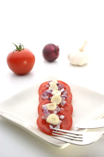 Tomato salad with onion — Stock Photo, Image