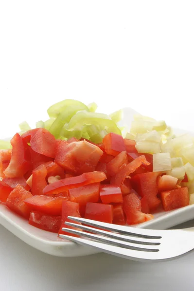 Paprika salad in a white bowl — Stock Photo, Image