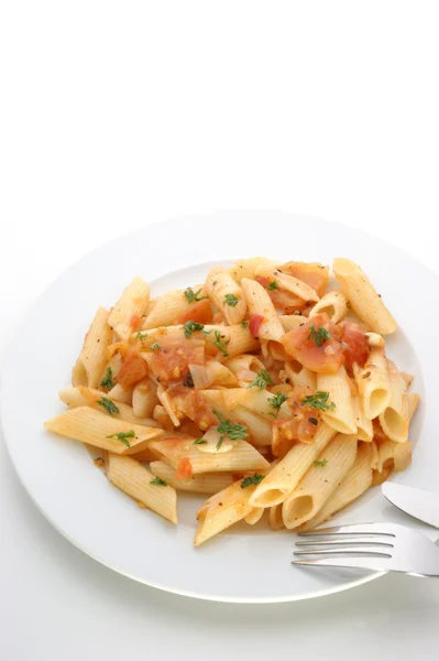 Pasta with fresh organic tomato — Stock Photo, Image