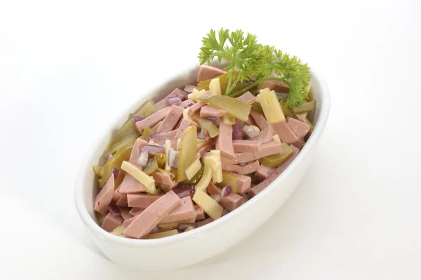 Homemade sausage salad — Stock Photo, Image