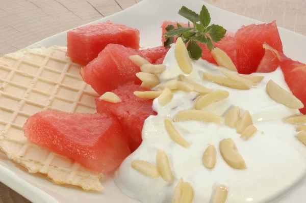 Melon with cream fresh — Stock Photo, Image