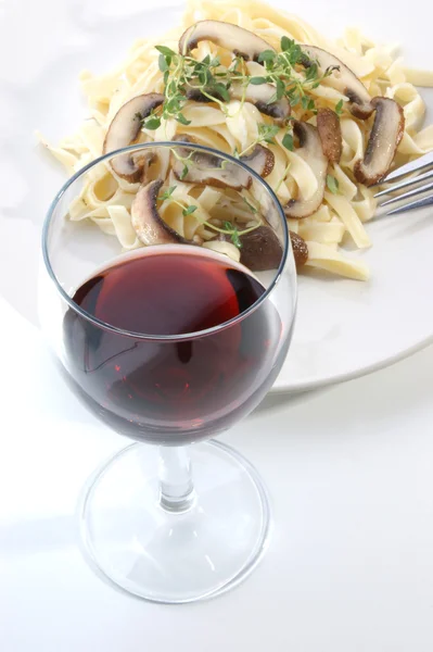 stock image Pasta with mushroom and red wine