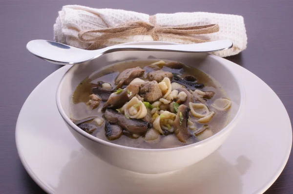 stock image Beef soup with organic noodle