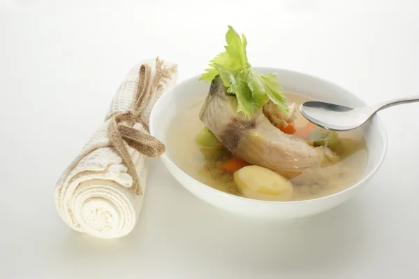 Fischsuppe mit Chili, Kartoffeln — Stockfoto