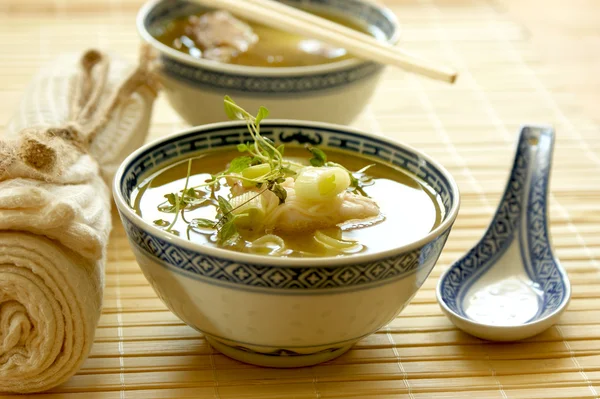 Asian fish soup with noodle — Stock Photo, Image