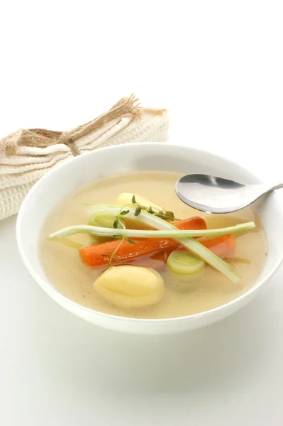 Vegetable soup with organic carrot — Stock Photo, Image