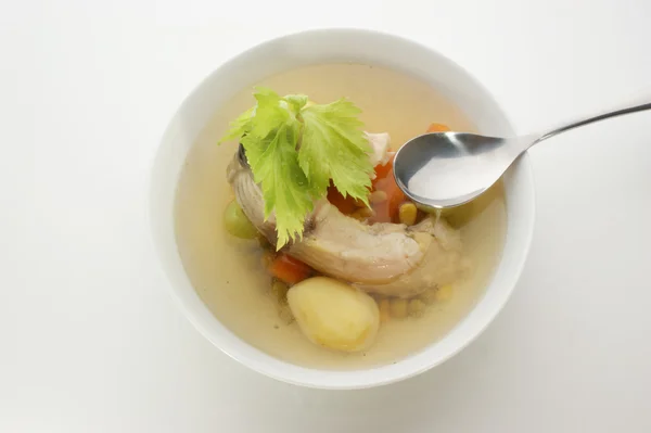 Fish soup with organic potato — Stock Photo, Image