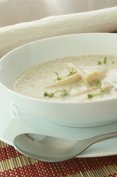 Mushroom soup with asparagus — Stock Photo, Image