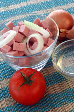 Sausage salad in a bowl clipart