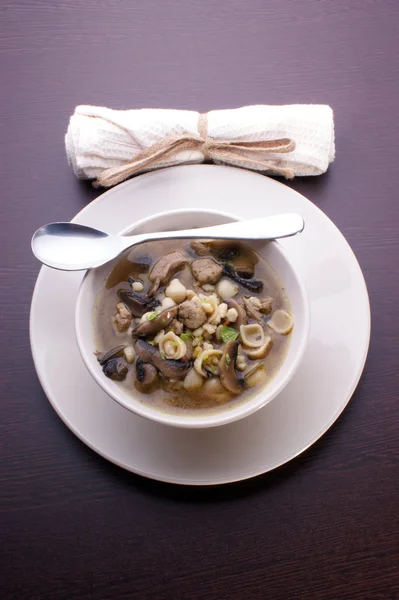 有機茸のヌードル スープ — ストック写真