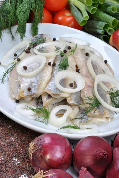 Organic herring on a plate — Stock Photo, Image