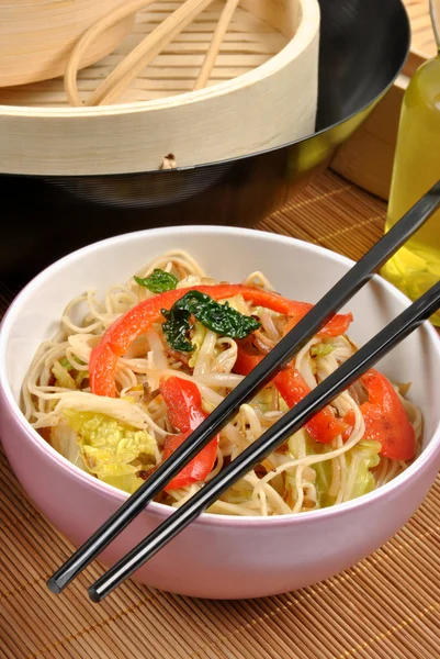 stock image Scrimp egg noodle