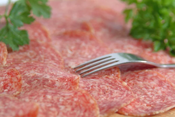 Sliced salami — Stock Photo, Image
