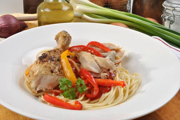 Home made spaghetti chicken wing — Stock Photo, Image