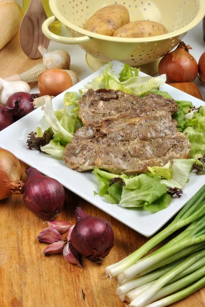 stock image Spare rib chops on a white plate