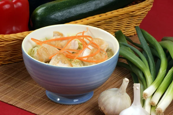 Asian style noodle chicken soup — Stock Photo, Image