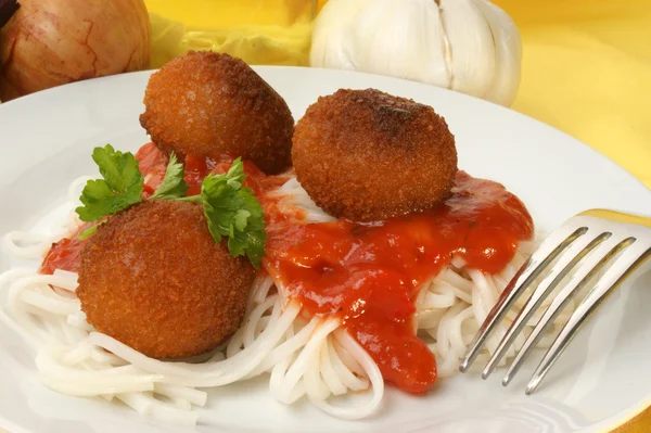 stock image Chicken meat balls with pasta