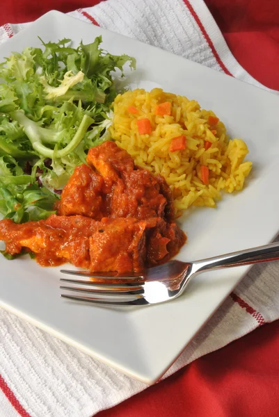 Chicken curry with organic rice — Stock Photo, Image