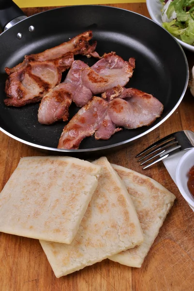 Irish potato bread and bacon — Stock Photo, Image
