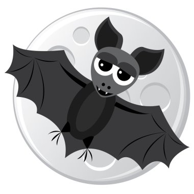 Cartoon bat on the moon background clipart