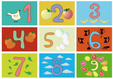 Numbers with pictures clipart