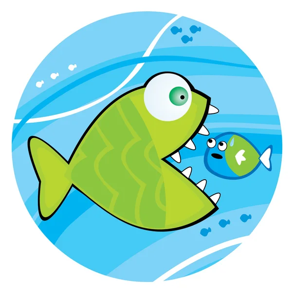 Velké ryby jíst malé ryby — Stockový vektor