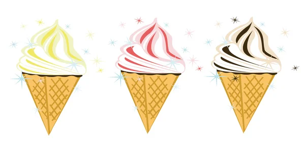 Tres vectores de helado — Vector de stock