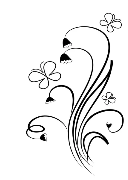 Paroi florale avec papillon — Image vectorielle