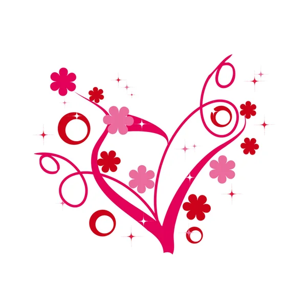 Corazón floral abstracto — Vector de stock