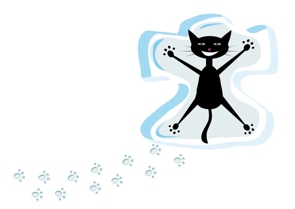 Kar üstünde kedi — Stok Vektör
