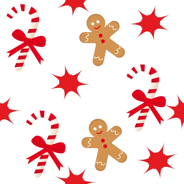 Candy cane and gingerbread man — Stock Vector