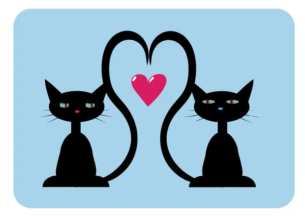 Dvě černé kočky v lásce — Stockový vektor