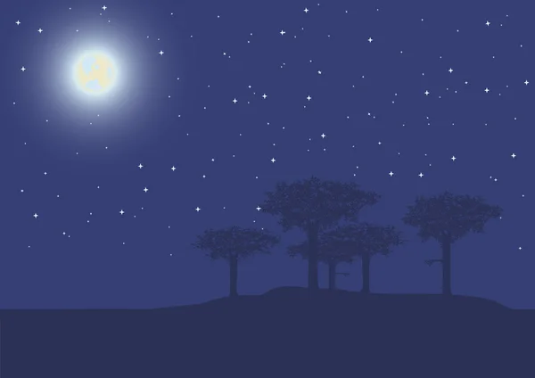 Les arbres dans la nuit — Image vectorielle