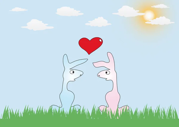 Rabbits in love — Stock Vector