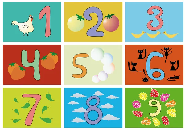 Numbers with pictures — Stock Vector