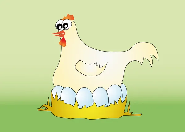 Poule aux œufs — Image vectorielle