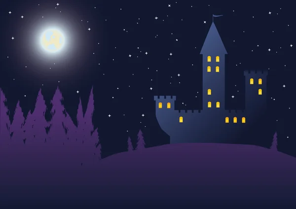 城と夜背景 — ストックベクタ