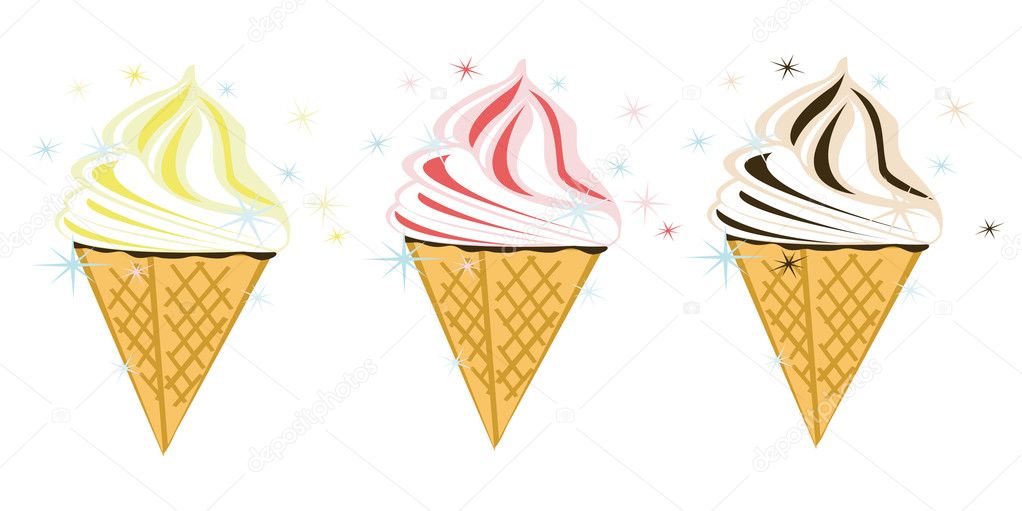 Three vector ice cream