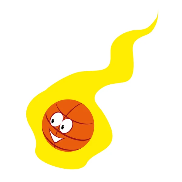 Emblema basket con palla in fiamme — Vettoriale Stock