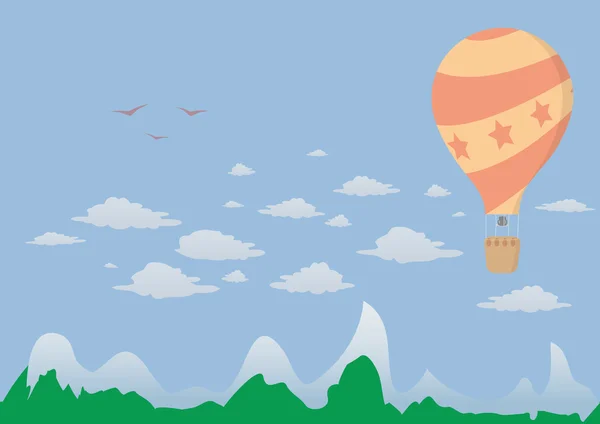 Ορεινό τοπίο με μπαλόνι — Διανυσματικό Αρχείο