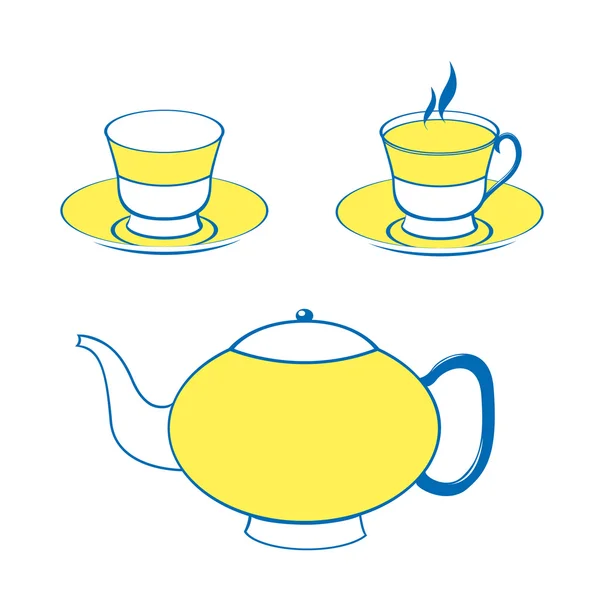 Two cups and the teapot — Stock Vector