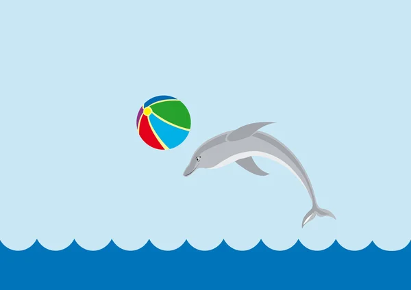 Mare e delfino giocare — Vettoriale Stock