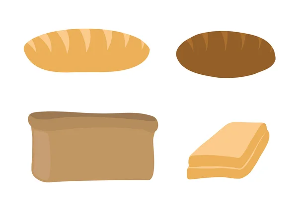Bílý chléb, žitný chléb a sendvič — Stockový vektor