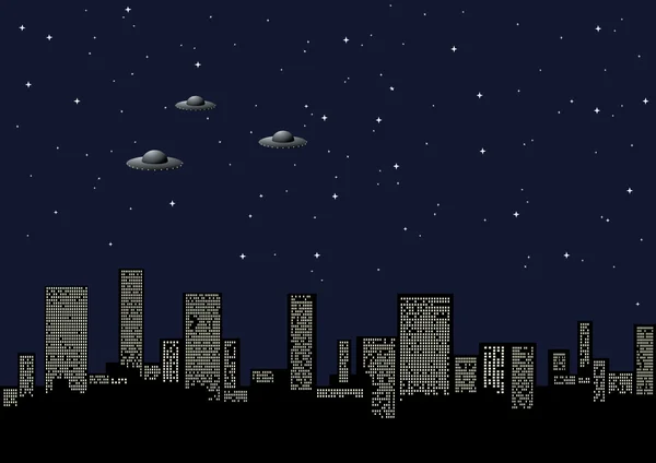 Noční pozadí s městem — Stockový vektor