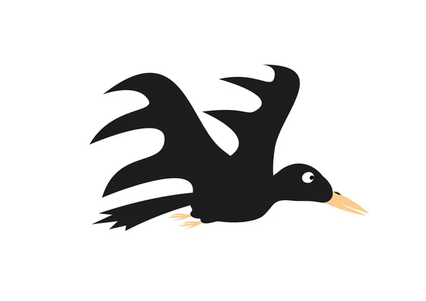 Ilustracja na białym tle latający Wrona — Wektor stockowy